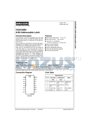 CD4724BCM datasheet - 8-Bit Addressable Latch