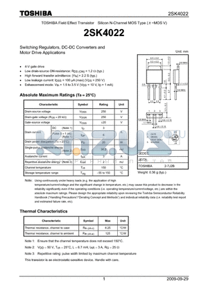 2SK4022_09 datasheet - Switching Regulators, DC-DC Converters and