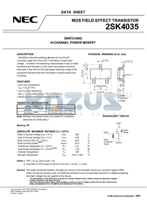2SK4035-A datasheet - SWITCHING N-CHANNEL POWER MOSFET