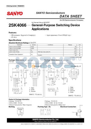 2SK4066 datasheet - General-Purpose Switching Device Applications