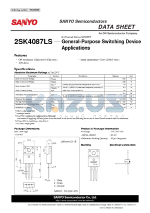 2SK4087LS_12 datasheet - General-Purpose Switching Device Applications