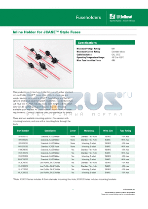 0FHJ1002G datasheet - Inline Holder for JCASE Style Fuses