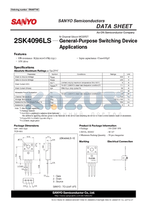 2SK4096LS datasheet - General-Purpose Switching Device Applications