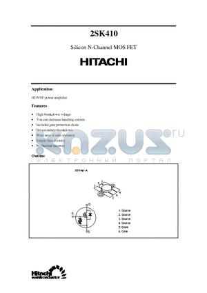 2SK410 datasheet - Silicon N-Channel MOS FET (HF/VHF power amplifier)