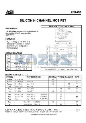 2SK410 datasheet - SILICON N-CHANNEL MOS FET