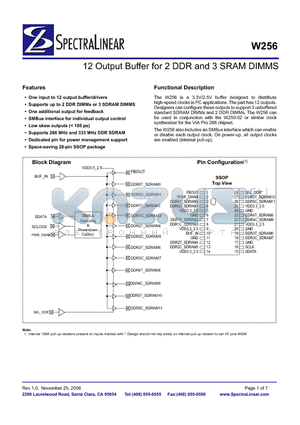 CYW256OXCT datasheet - 12 Output Buffer for 2 DDR and 3 SRAM DIMMS
