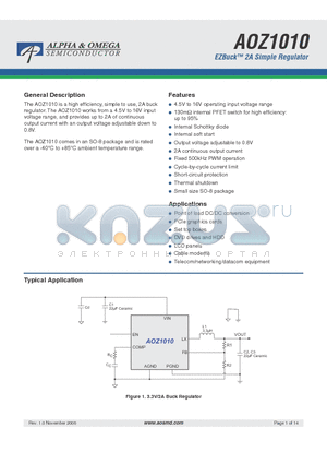 AOZ1010 datasheet - EZBuck 2A Simple Regulator