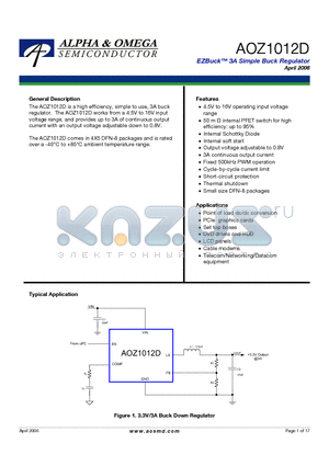 AOZ1012D datasheet - EZBuck 3A Simple Buck Regulator