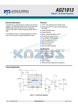 AOZ1013AI_09 datasheet - EZBuck 3A Simple Regulator