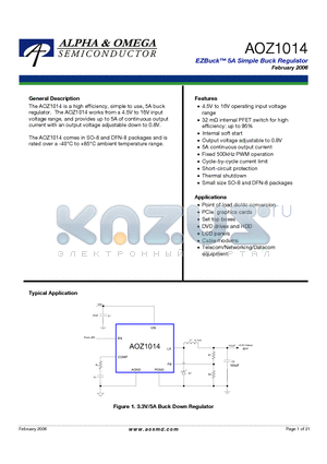 AOZ1014 datasheet - EZBuck TM 5A Simple Buck Regulator
