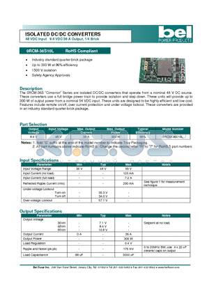 0RCM-36S datasheet - ISOLATED DC/DC CONVERTERS