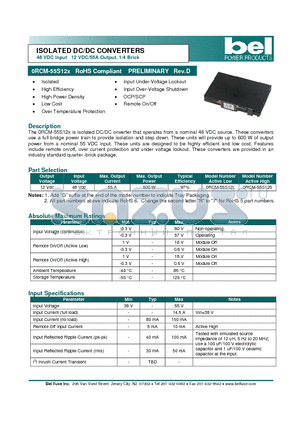 0RCM-55S120 datasheet - ISOLATED DC/DC CONVERTERS