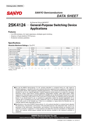 2SK4124 datasheet - N-Channel Silicon MOSFET General-Purpose Switching Device