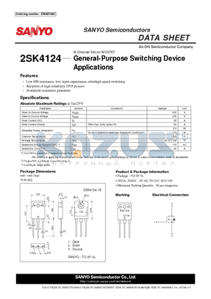 2SK4124 datasheet - General-Purpose Switching Device Applications