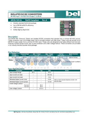 0RCN-70S10L datasheet - ISOLATED DC/DC CONVERTERS