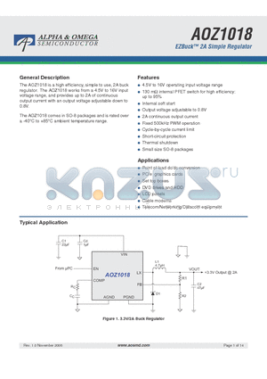 AOZ1018AI datasheet - EZBuck 2A Simple Regulator