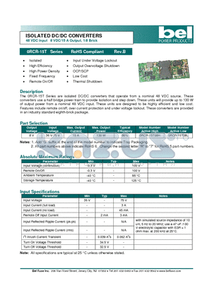 0RCR-15T08H datasheet - ISOLATED DC/DC CONVERTERS