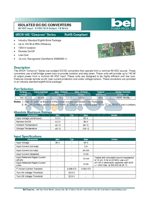 0RCR-18S08L datasheet - ISOLATED DC/DC CONVERTERS
