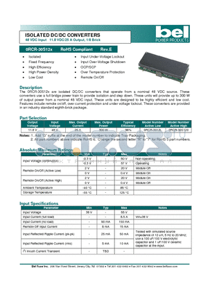 0RCR-3012L datasheet - ISOLATED DC/DC CONVERTERS