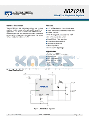 AOZ1210AI datasheet - EZBuck 2A Simple Buck Regulator