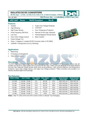 0RCY-60T12L datasheet - ISOLATED DC/DC CONVERTERS