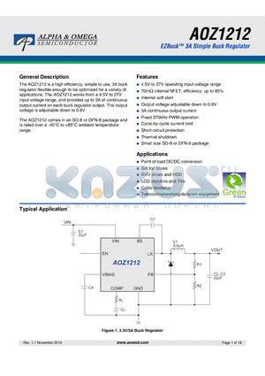 AOZ1212AI datasheet - EZBuck 3A Simple Buck Regulator