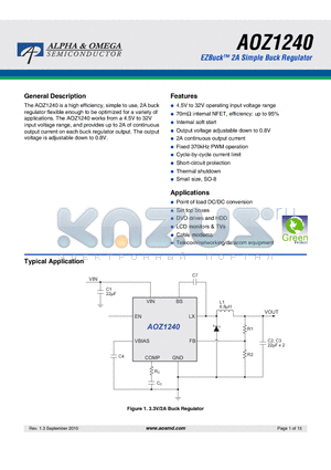 AOZ1240AI datasheet - EZBuck 2A Simple Buck Regulator