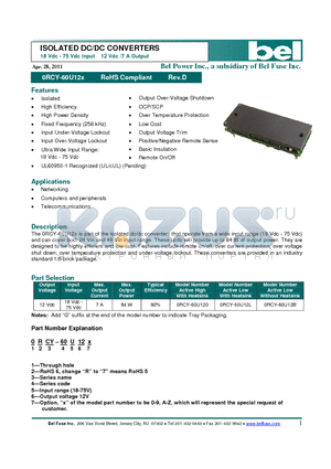 0RCY-60U12 datasheet - ISOLATED DC/DC CONVERTERS