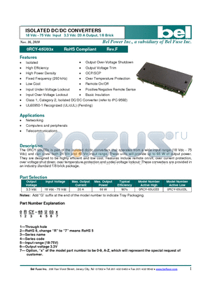 0RCY-65U03L datasheet - ISOLATED DC/DC CONVERTERS