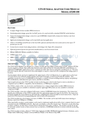 15-82-1175 datasheet - LTS-10 SERIAL ADAPTER CORE MODULE