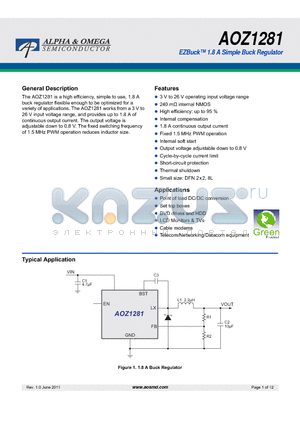 AOZ1281DI datasheet - EZBuck 1.8 A Simple Buck Regulator