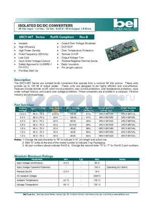 0RCY-85T datasheet - ISOLATED DC/DC CONVERTERS