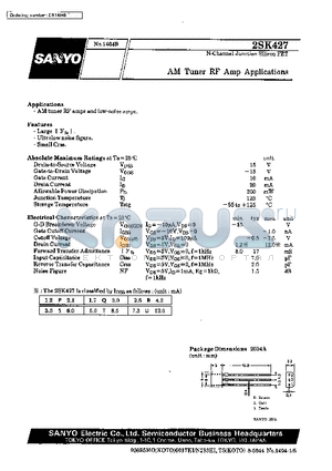 2SK427 datasheet - AM Tuner RF Amp Applications