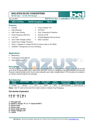 0RCY-C2T03L datasheet - ISOLATED DC/DC CONVERTERS