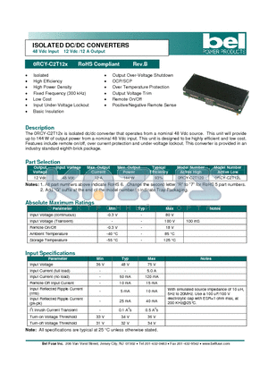 0RCY-C2T12L datasheet - ISOLATED DC/DC CONVERTERS