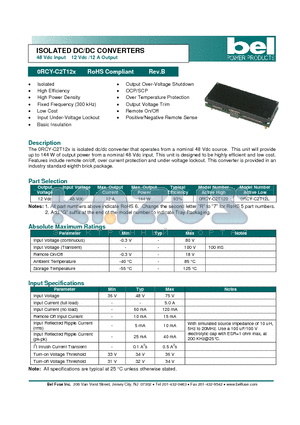 0RCY-C2T120 datasheet - ISOLATED DC/DC CONVERTERS