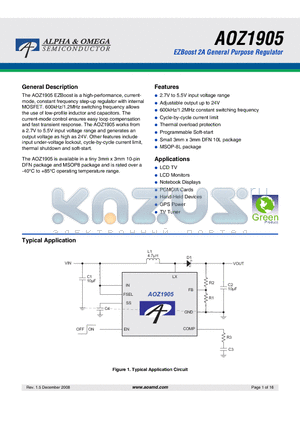 AOZ1905DI datasheet - EZBoost 2A General Purpose Regulator