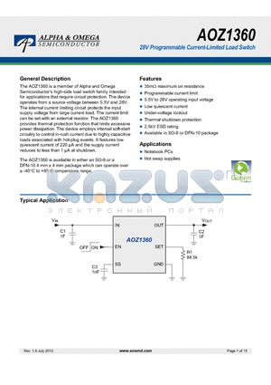 AOZ1360_12 datasheet - 28V Programmable Current-Limited Load Switch