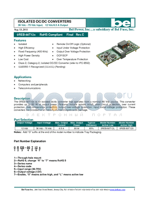 0REB-80T120 datasheet - ISOLATED DC/DC CONVERTERS