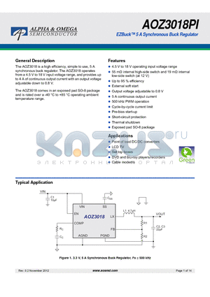 AOZ3018PI datasheet - EZBuck 5 A Synchronous Buck Regulator