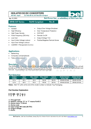 0RHB-C5T033 datasheet - ISOLATED DC/DC CONVERTERS