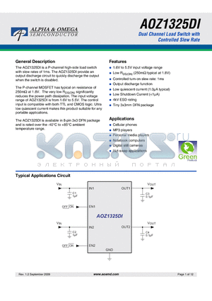 AOZ1325DI datasheet - Dual Channel Load Switch with Controlled Slew Rate