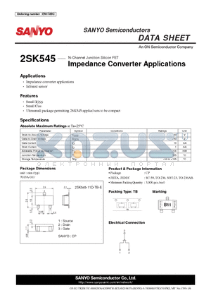 2SK545 datasheet - Impedance Converter Applications
