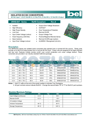 0RHB-D0T02L datasheet - ISOLATED DC/DC CONVERTERS