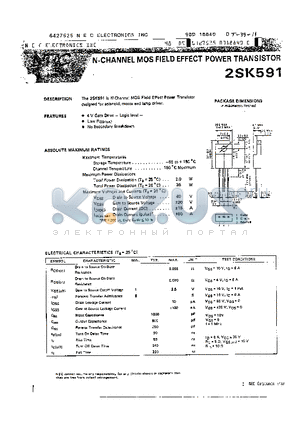 2SK591 datasheet - N-CHANNEL MOS FIELD EFFECT POWER TRANSISTOR