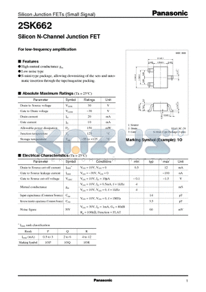 2SK662 datasheet - Silicon N-Channel Junction FET