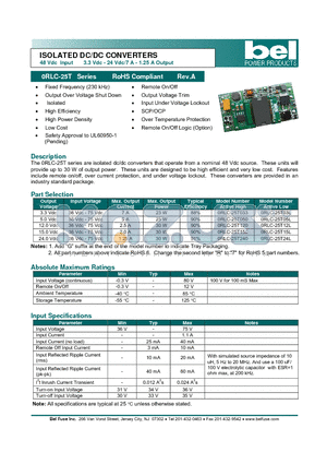 0RLC-25T033 datasheet - ISOLATED DC/DC CONVERTERS