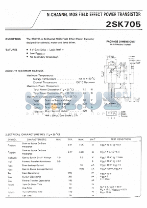 2SK705 datasheet - N-CHANNEL MOS FIELD EFFECT POWER TRANSISTOR
