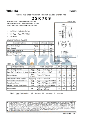 2SK709 datasheet - N CHANNEL JUNCTION TYPE (HIGH, AM HIGH, AUDIO FREQUENCY AMPLIFIER APPLICATIONS)