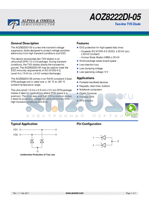 AOZ8222DI-05 datasheet - Two-line TVS Diode